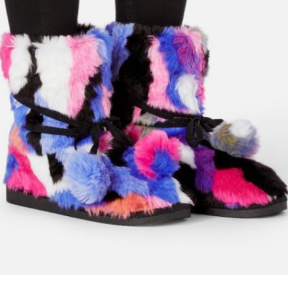 Just Fab faux fur booties multi color size 9 women